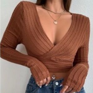 Brown Cropped Sweater Top